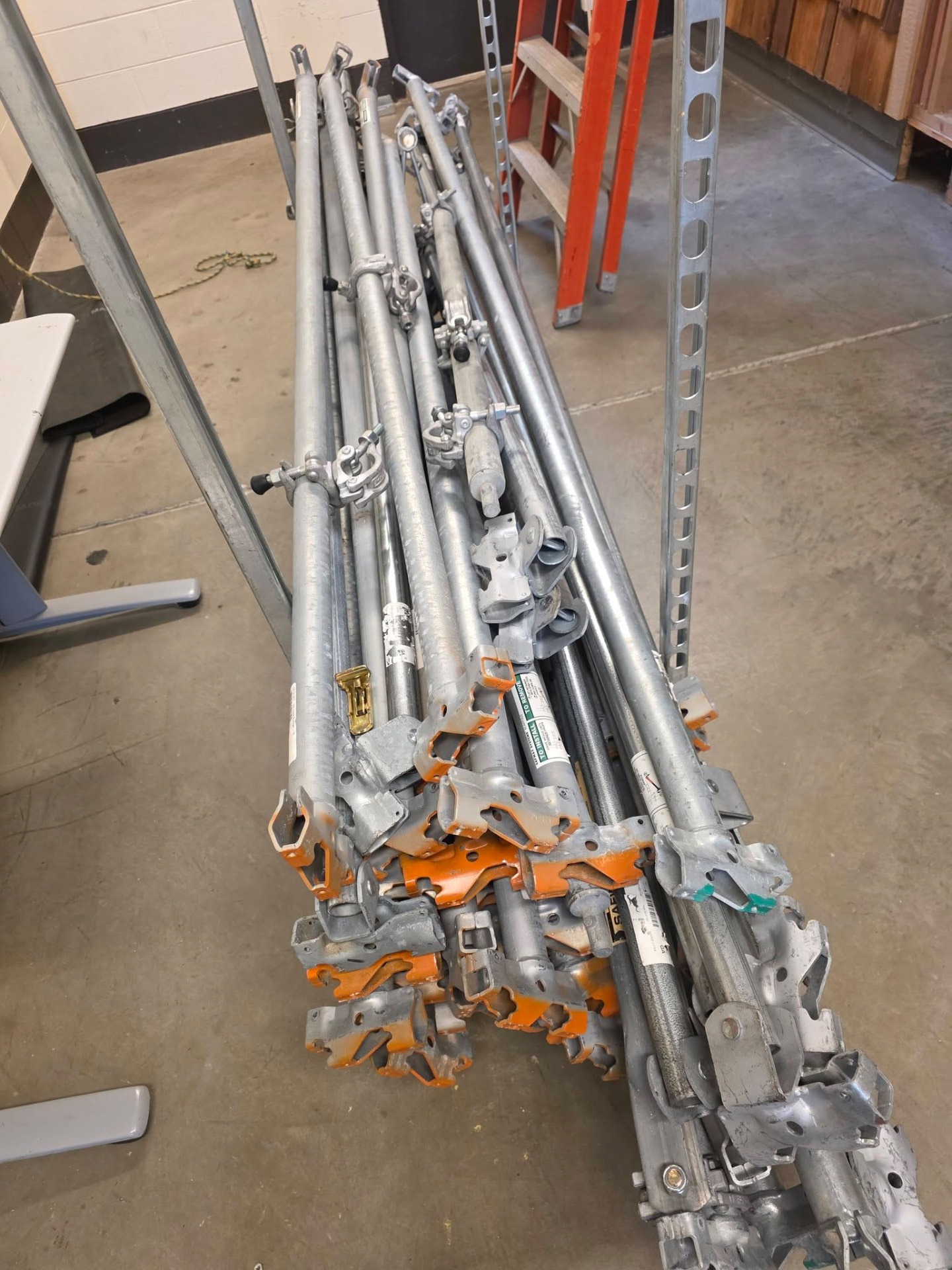 Scaffolding material staged for recovery
