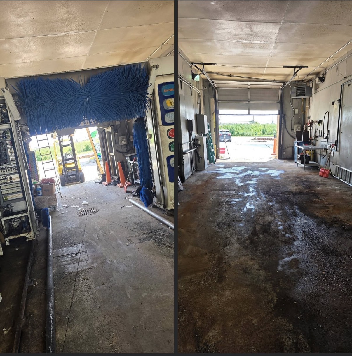 Car wash system before and after removal by E&P in Palatine, Illinois